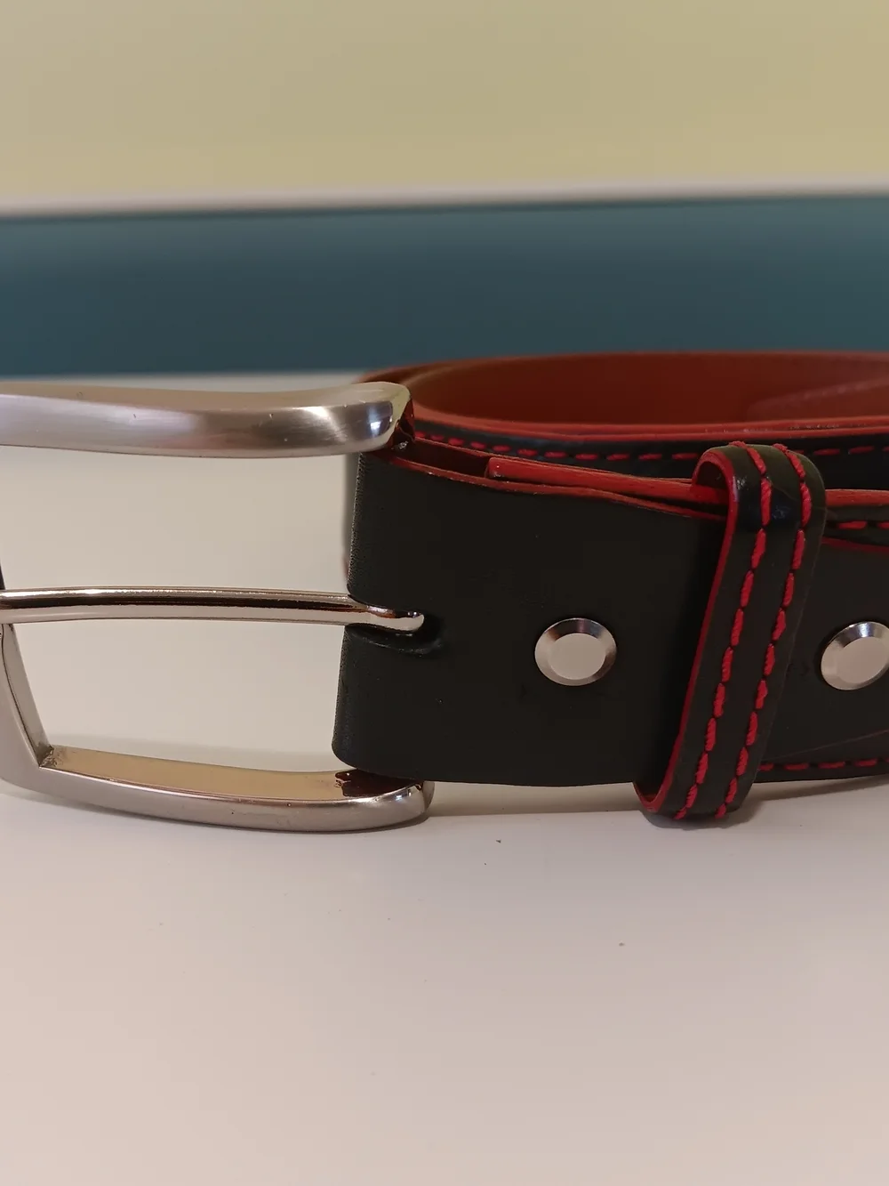 Francis Edward Belt Mens 38 Black Genuine Italian Calf Leather Brass Buckle